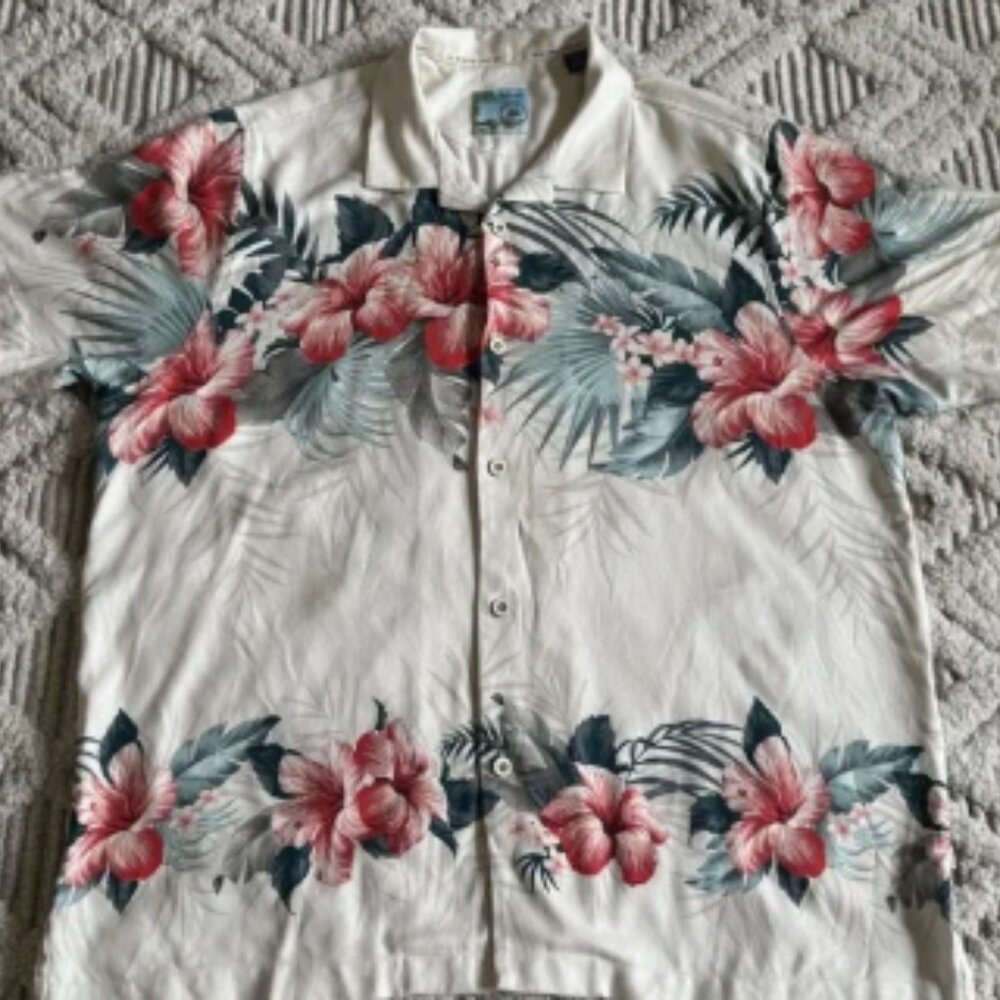 Tommy Bahama Shirt Mens XL Ohana Tropics Silk Camp 30th Anniversary